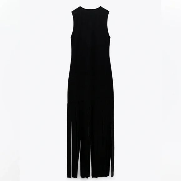 RARE ZARA LONG FRINGED DRESS - Picture 10 of 11